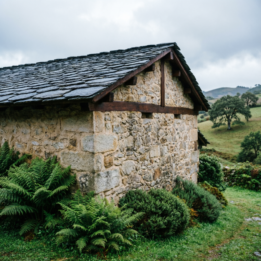 Imagen provisional de referencia: vivienda reformada con piedra, madera y luz atlántica