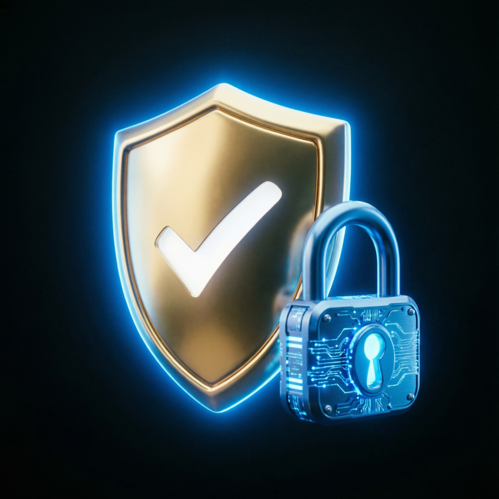 Trust and security shield with digital lock for prop firm service