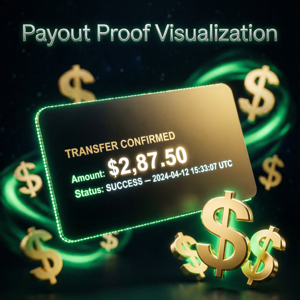 Payout proof visualization showing successful transfer confirmation