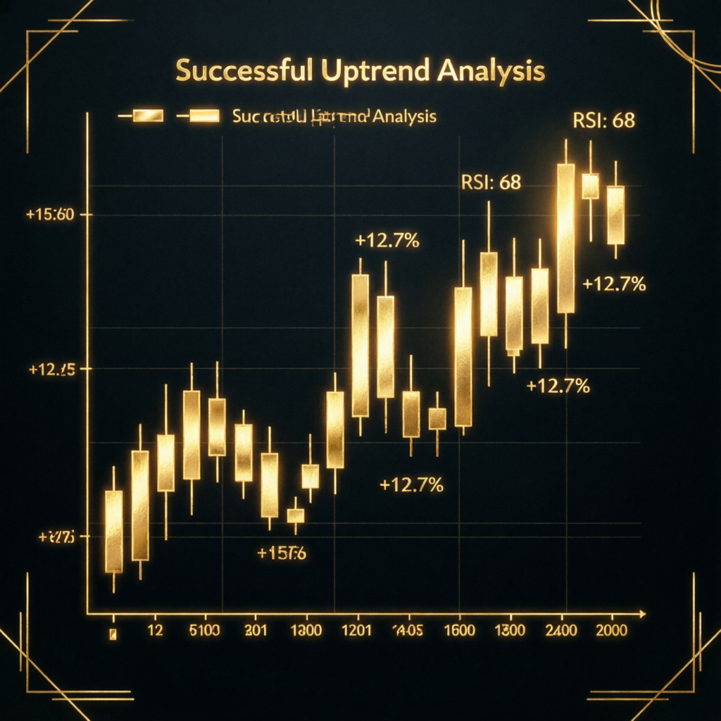 Luxury Gold Trading Chart Showing Successful Uptrend Analysis with RSI Indicators