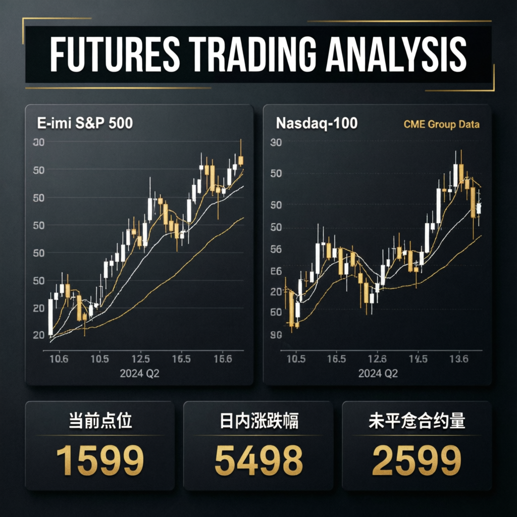 Futures Trading Analysis Dashboard with E-mini S&P 500 and Nasdaq-100 Charts