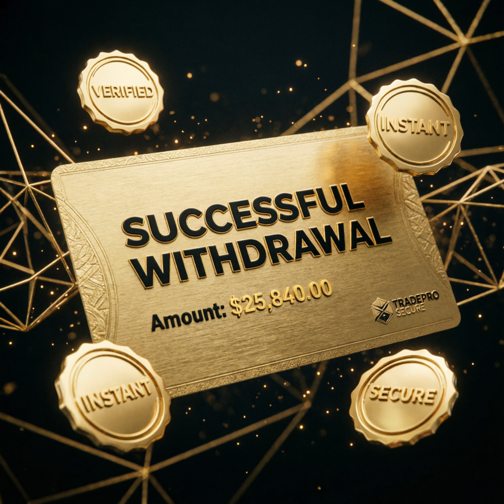 Luxury Gold Successful Withdrawal Notification Showing $25,840 Payout