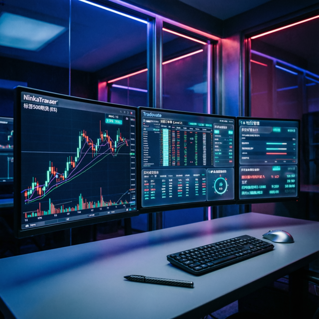 Multi-screen trading platform setup with NinjaTrader and Tradovate