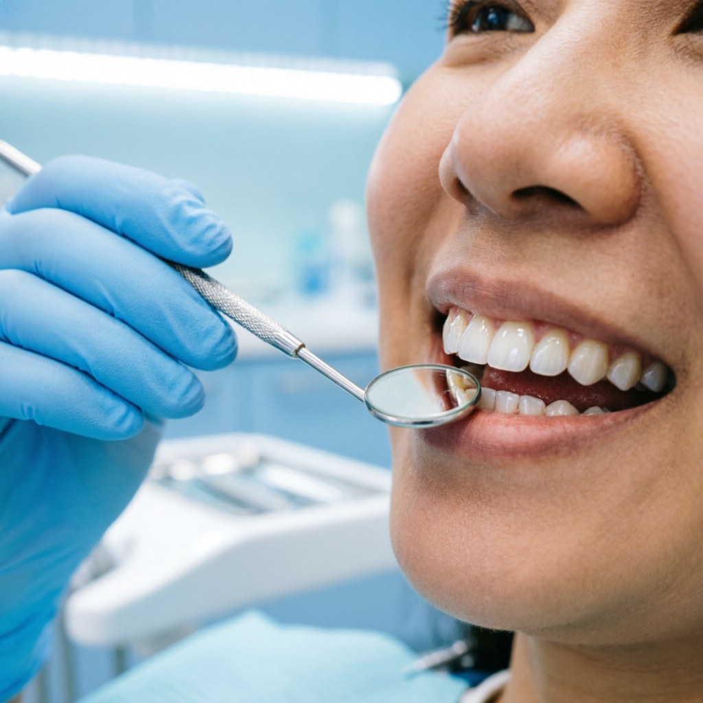 Dentista profesional examinando dientes