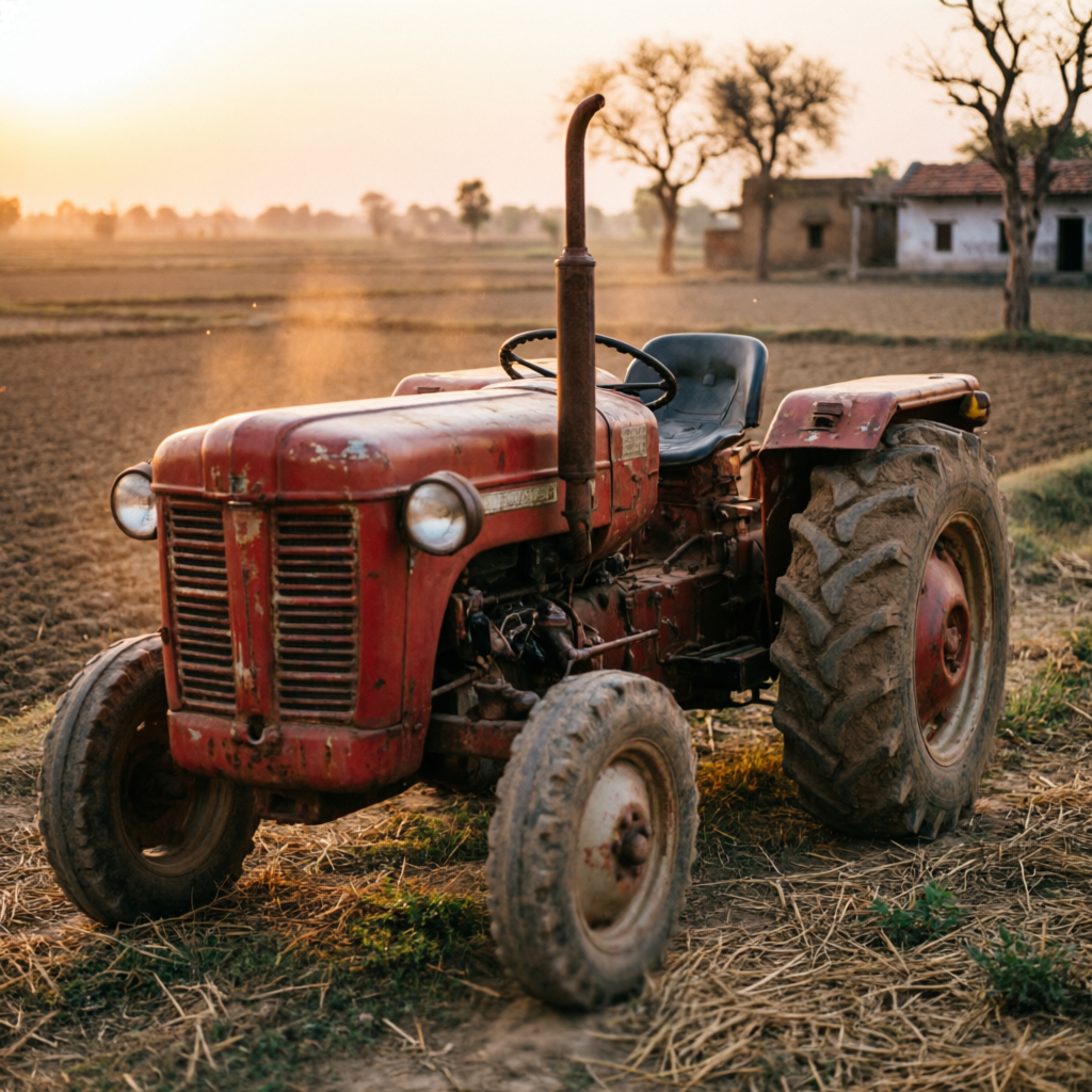 Used tractor dealer in Chandauli — old red tractor for sale