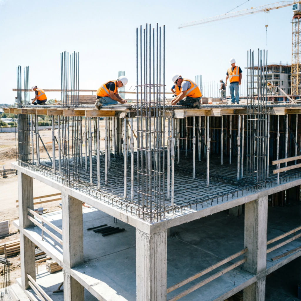 Structural design and engineering in Bhopal — RCC rebar framework