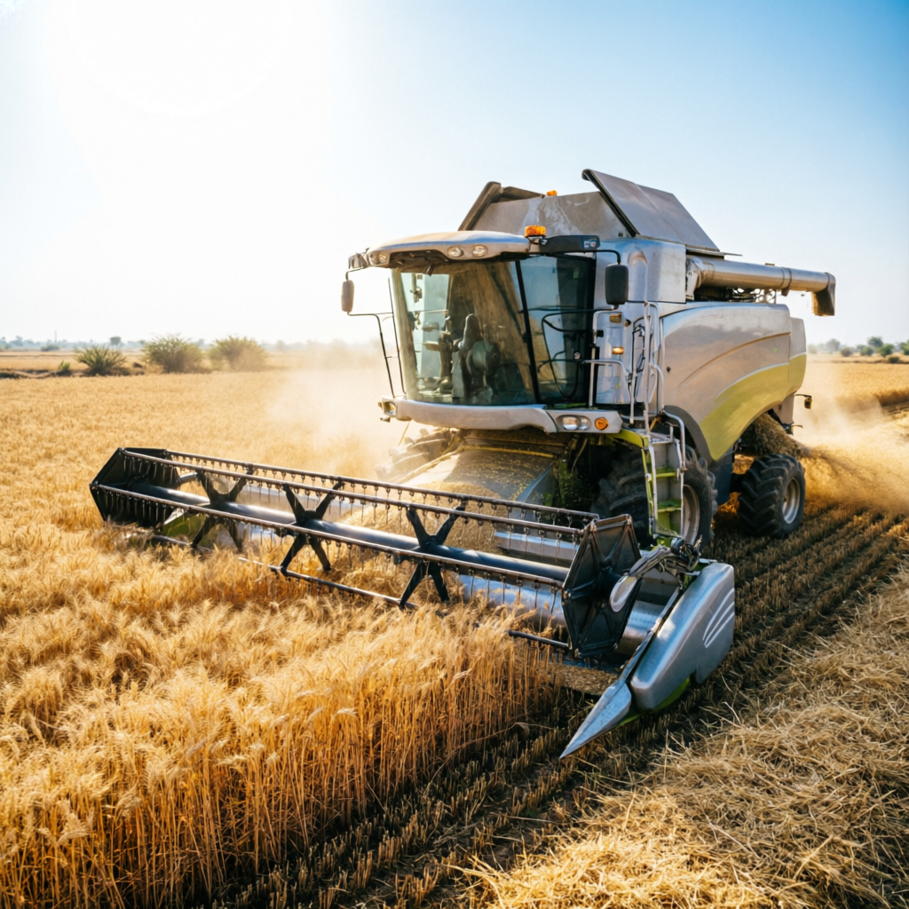 Harvester machine dealer in Chandauli — combine harvesting wheat