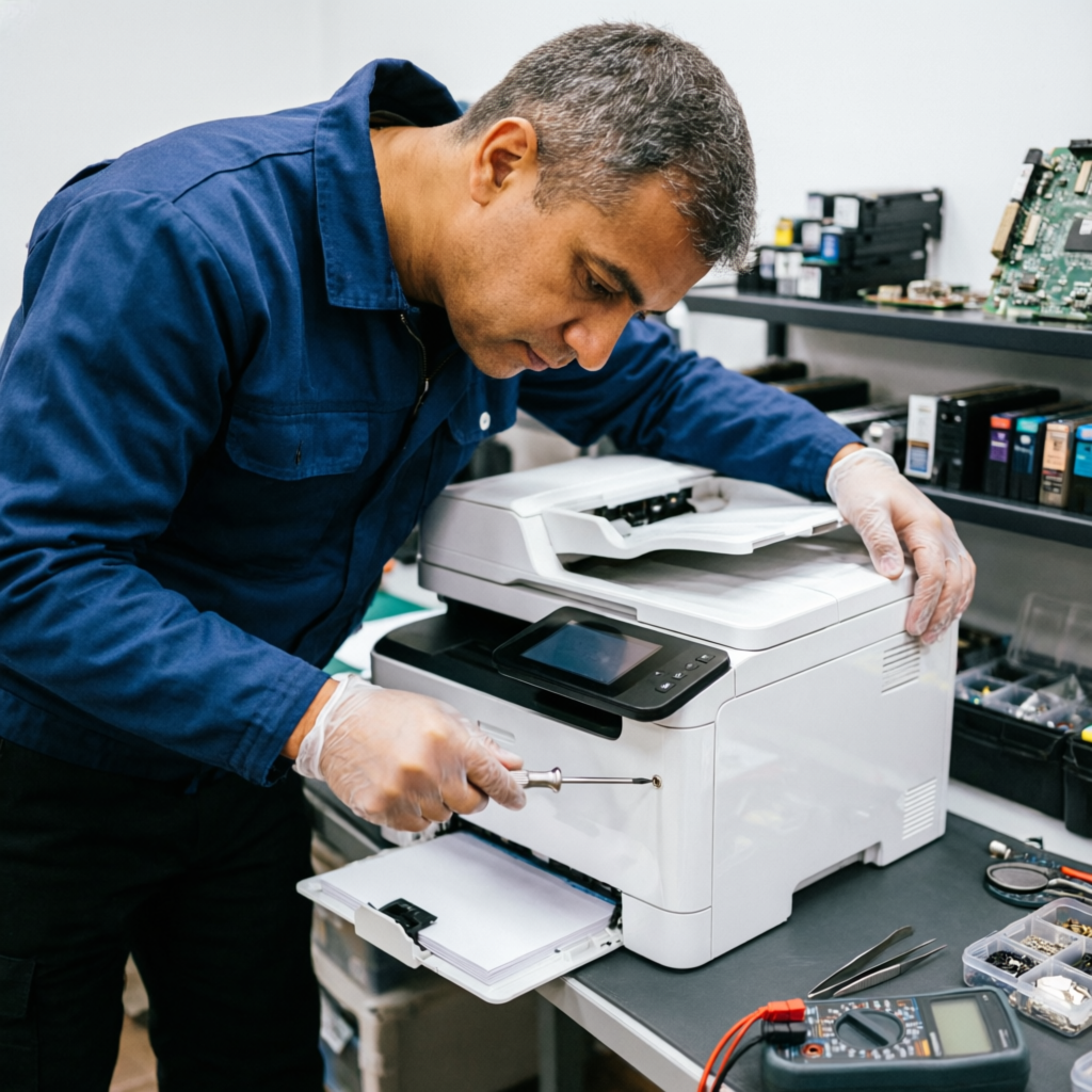 HP printer service in Mumbai — technician servicing printer