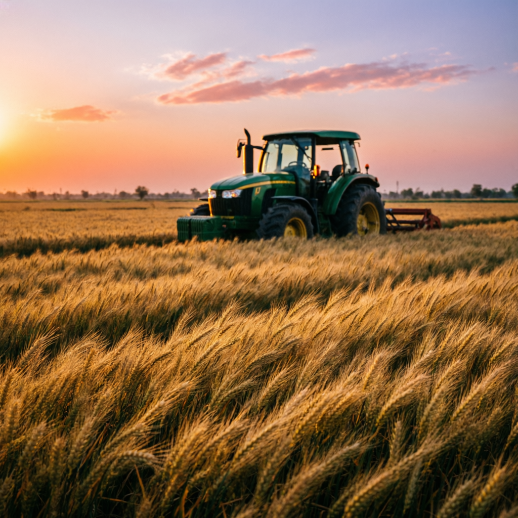Why choose the best tractor dealer in Chandauli — tractor in golden wheat field at sunset