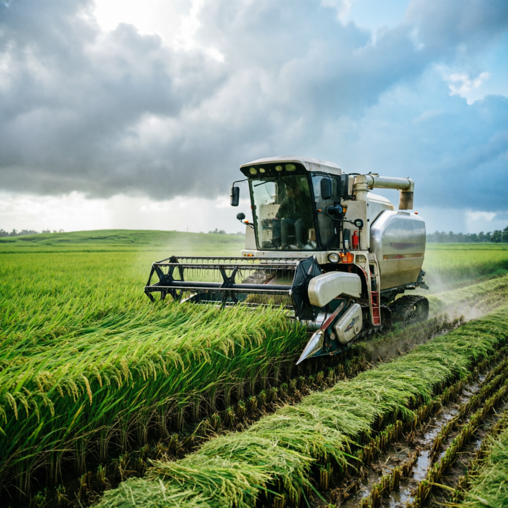 MalikIt harvester dealer in Chandauli — combine in paddy field