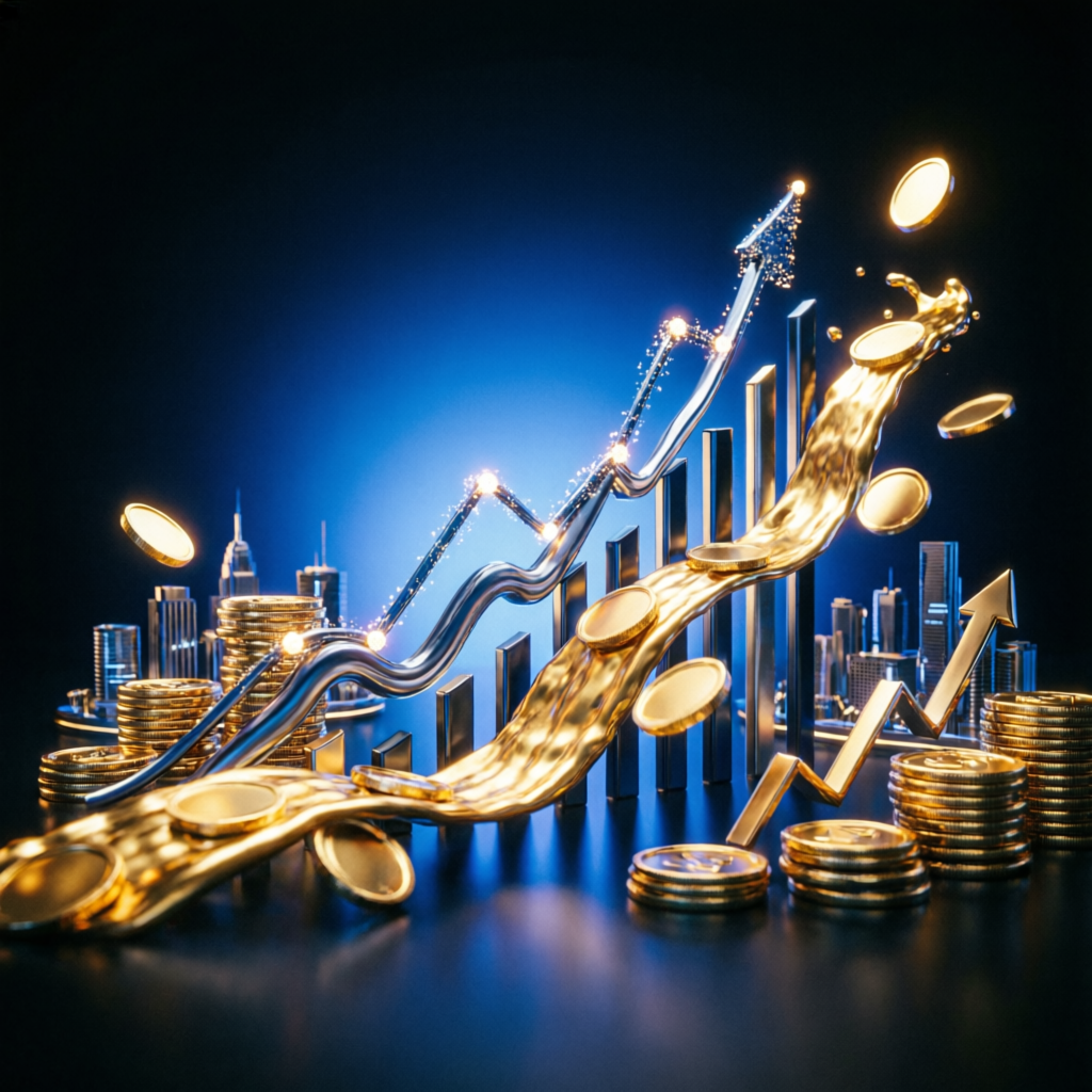 Financial growth chart showing successful prop firm challenge pass