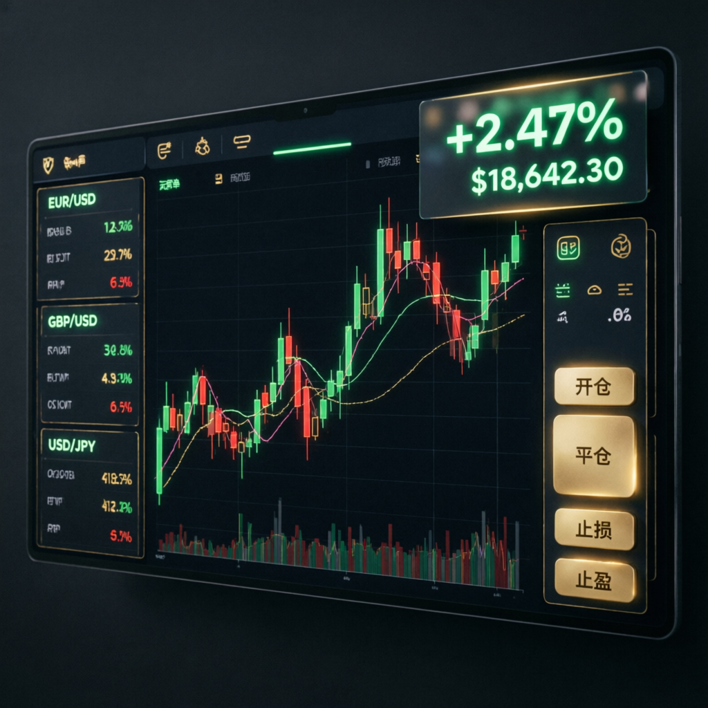 Professional forex trading dashboard with real-time charts and profit indicators