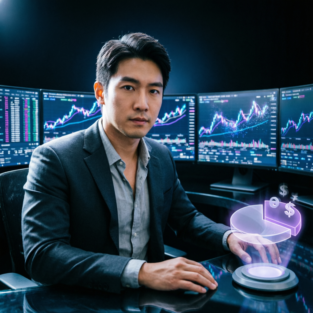 Professional forex trader managing My Funded Futures accounts with advanced multi-monitor trading setup