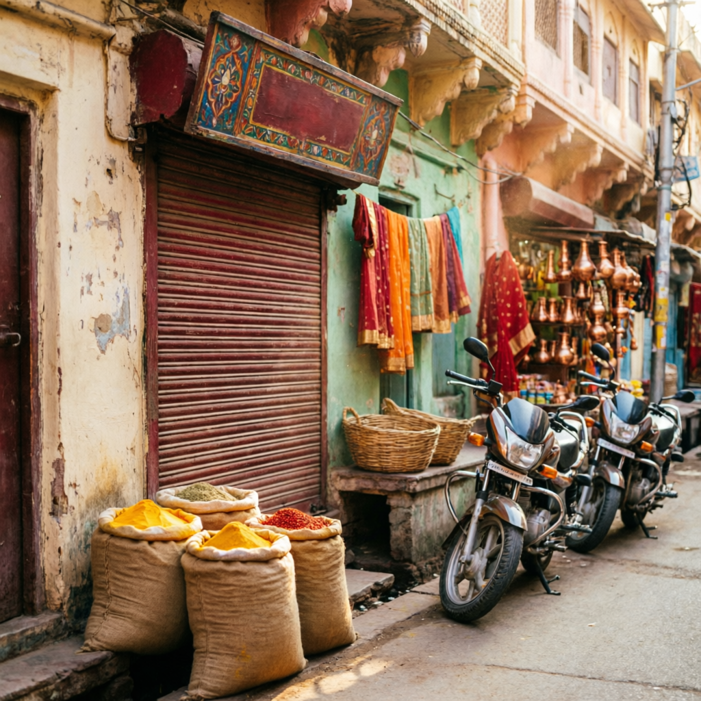 Storefront lane of Shree Navkar Impex in Chandpole Bazar near Choti Chopad, Jaipur