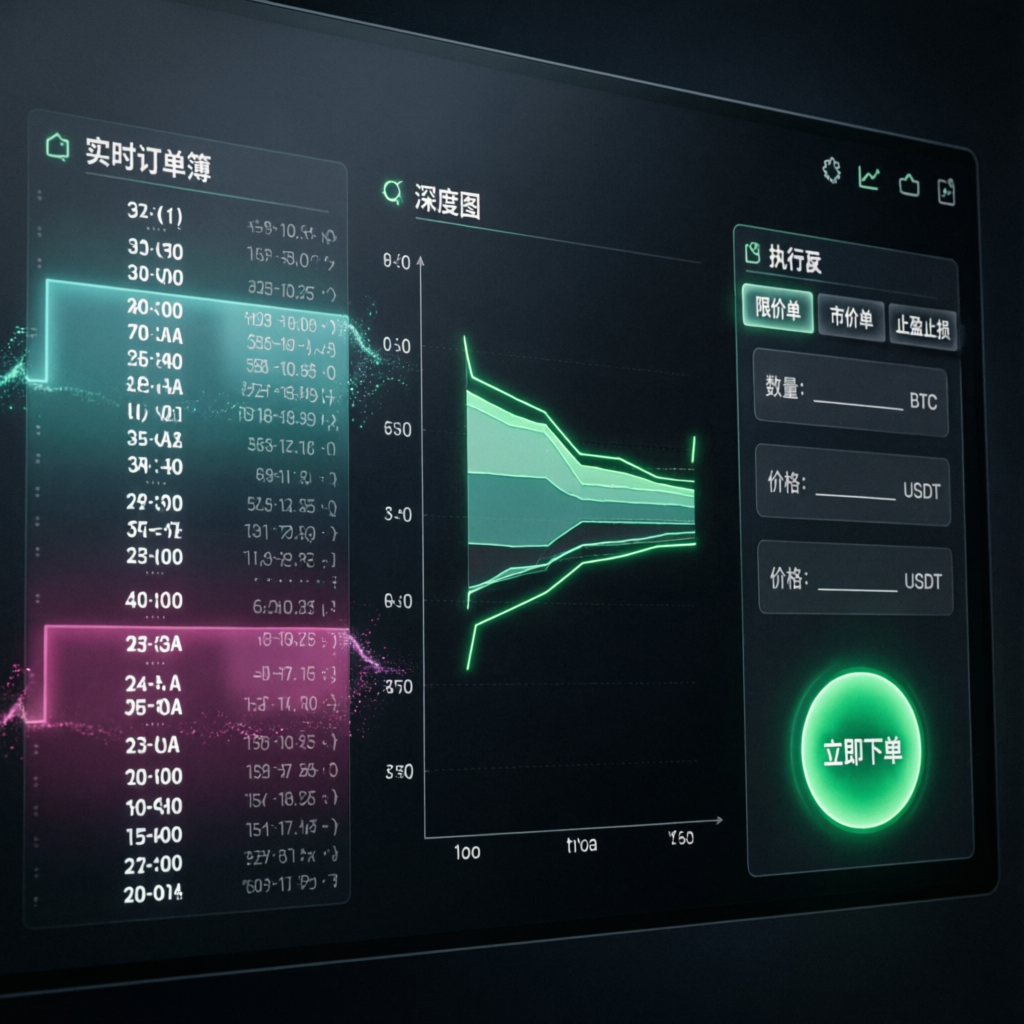 Advanced trading platform interface with order book and execution panel for Topstep
