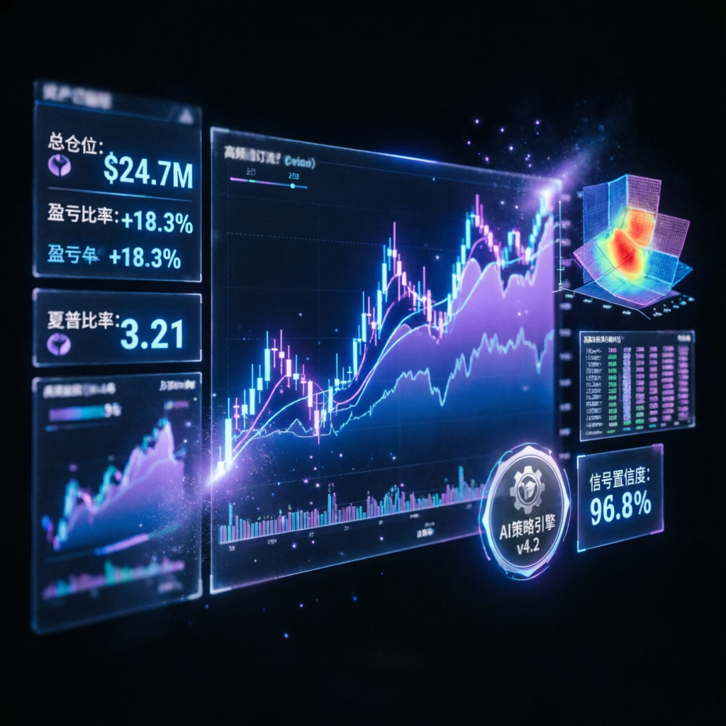 Apex Trader Funding AI-powered trading dashboard with holographic financial charts