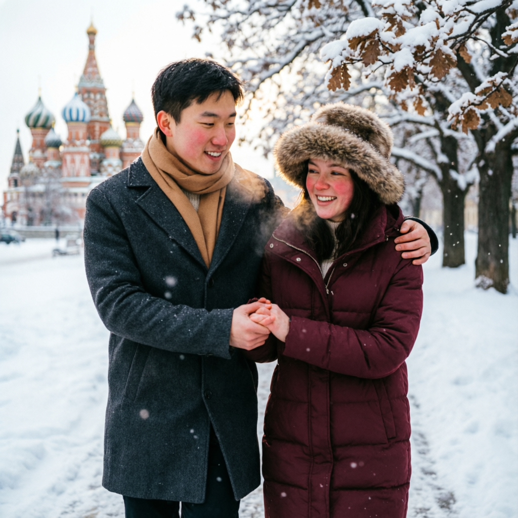 Свадебный фотограф love story Москва — зимняя прогулка
