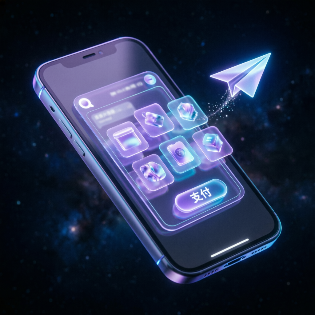 Telegram Mini Apps — смартфон с голографическим магазином и оплатой в чате