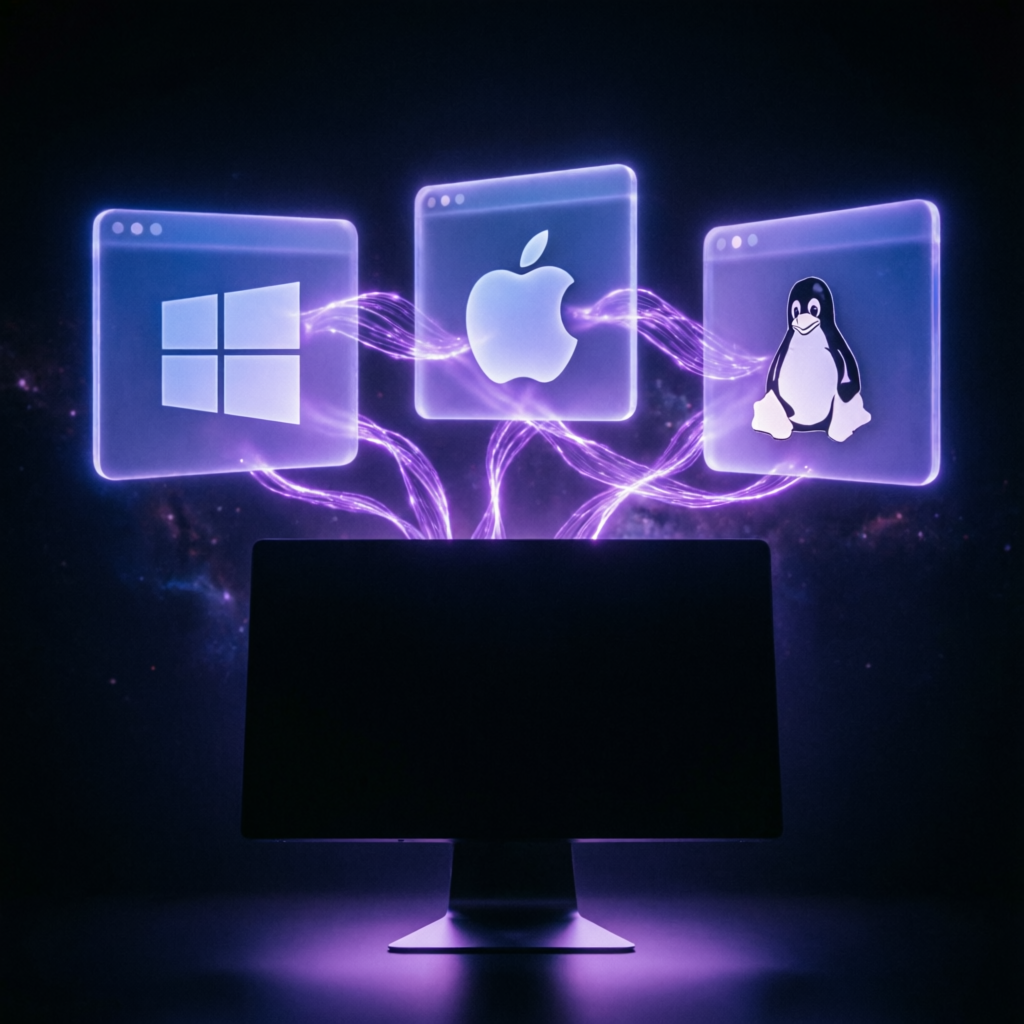 Кроссплатформенные десктоп-приложения — голографические окна Windows, macOS и Linux, связанные потоками кода