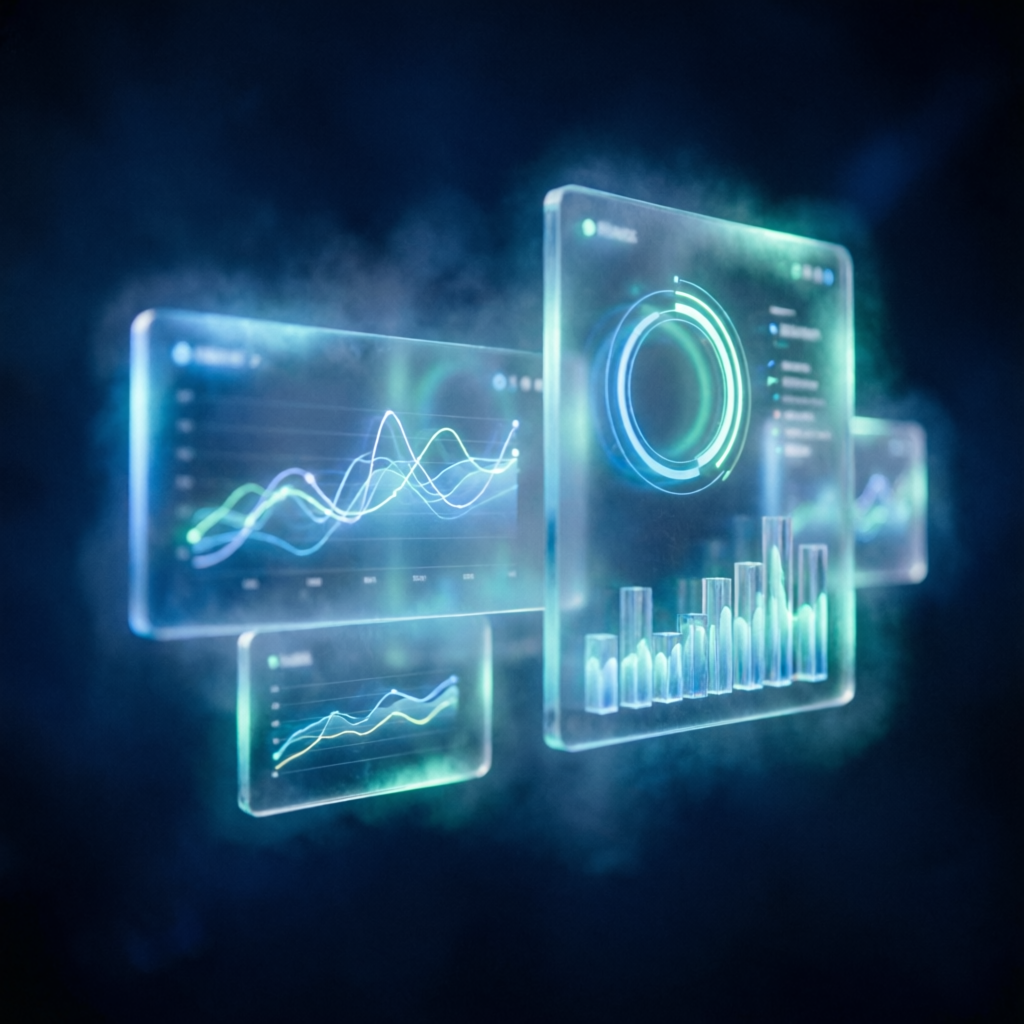 SaaS-платформы и веб-сервисы — голографические дашборды аналитики