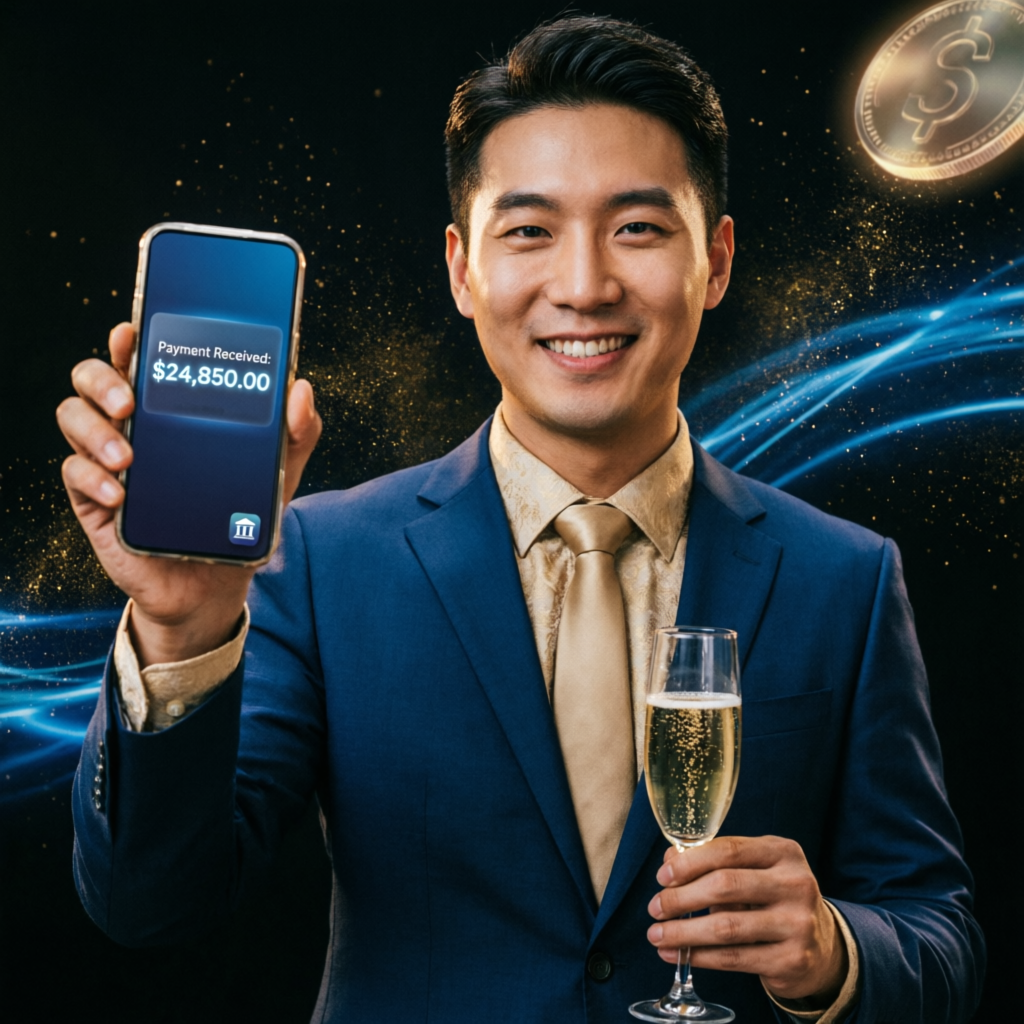 Successful trader receiving payout notification on mobile phone