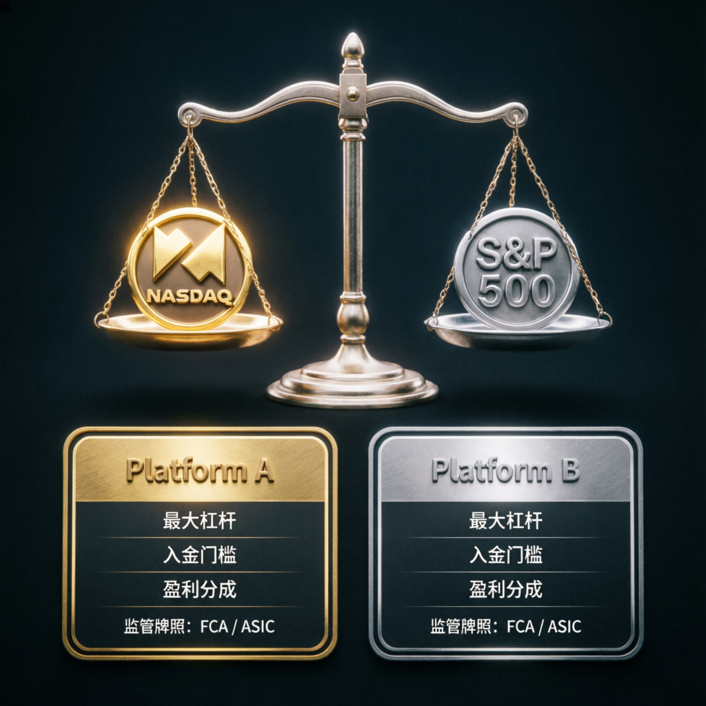 Comparison between different prop firm platforms with scales of justice