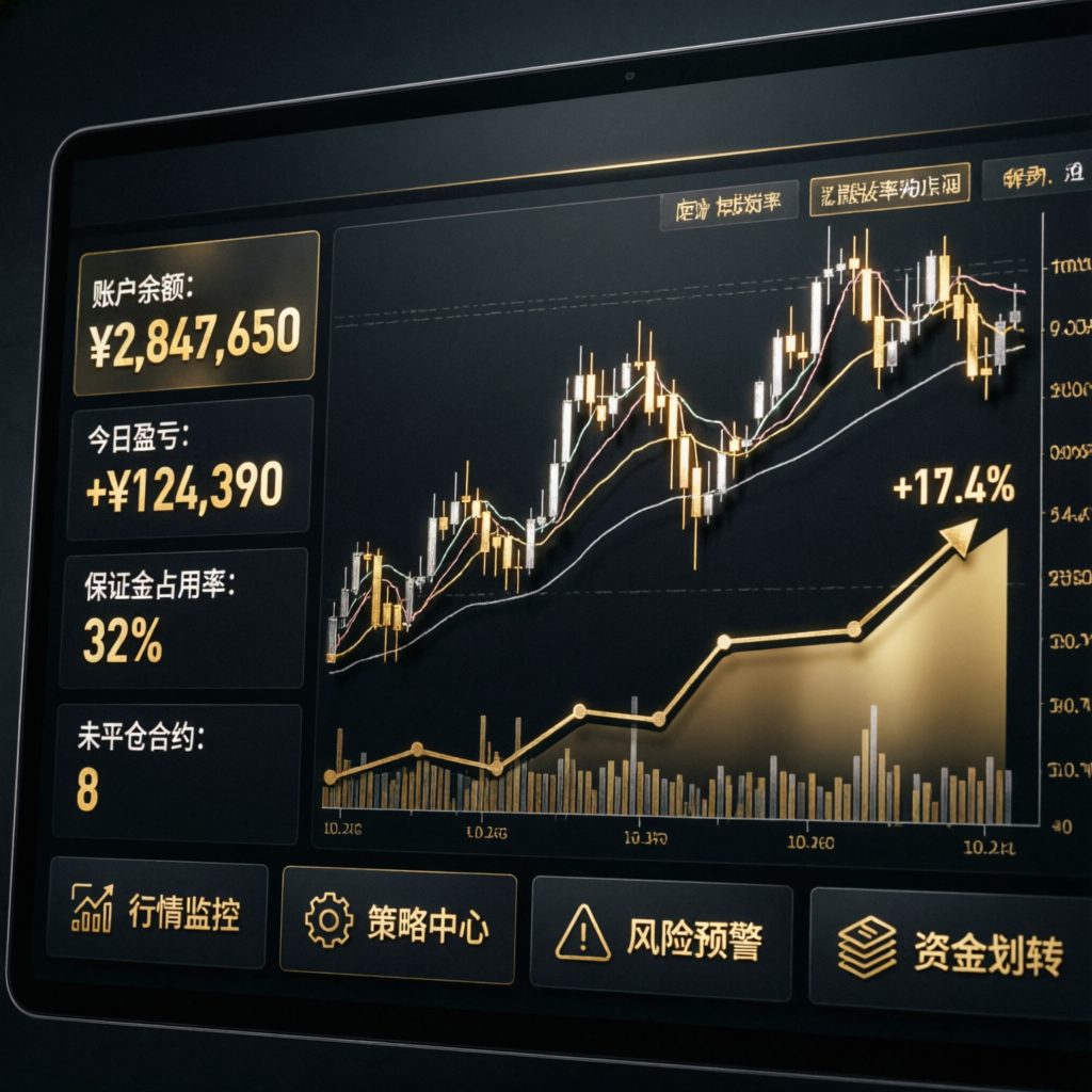 Luxury trading dashboard showing Apex Trader Funding account balance and profit growth