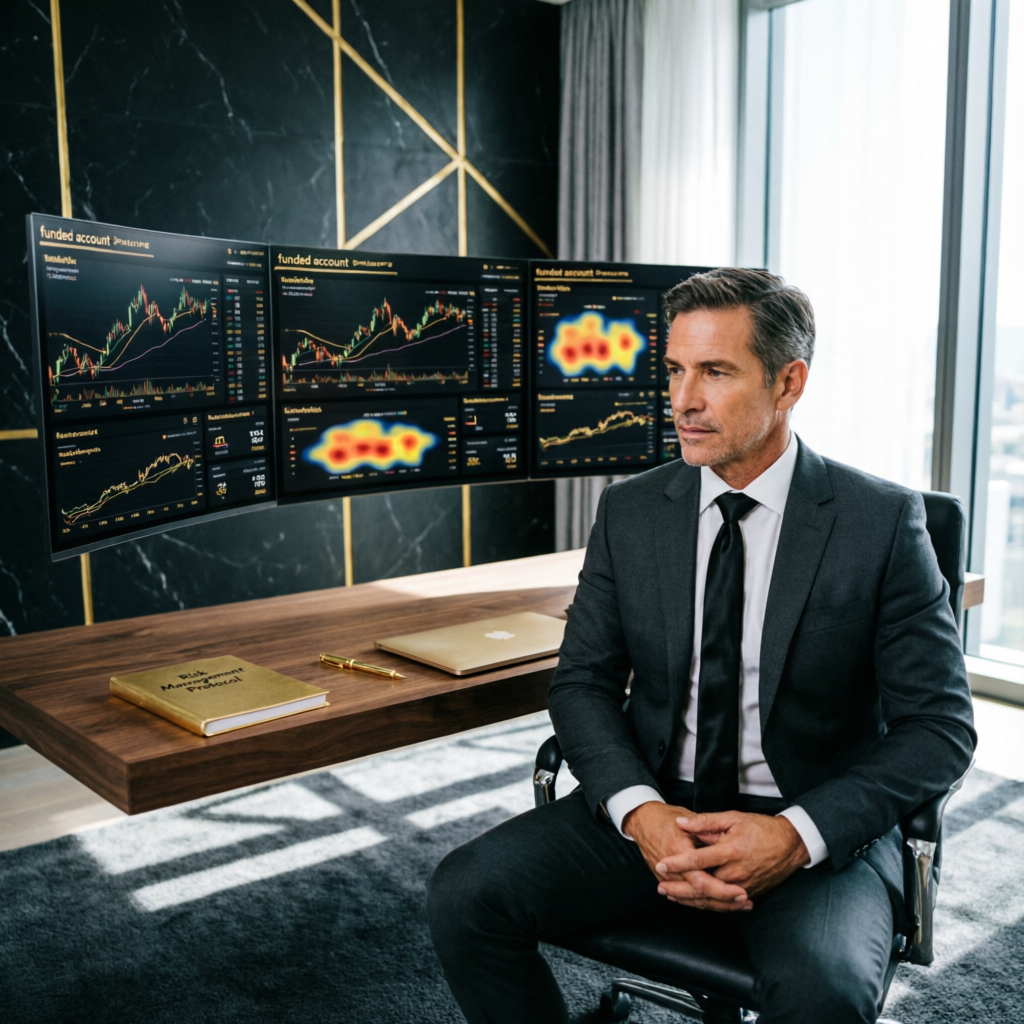 Professional funded account management service with multiple trading screens and analysis