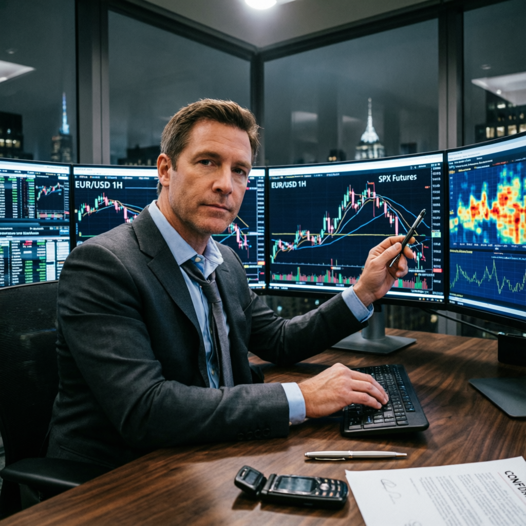 Professional trader analyzing Topstep futures charts