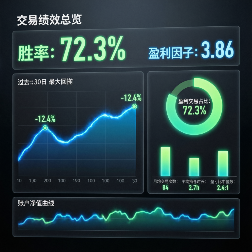 Performance analytics dashboard showing trading metrics