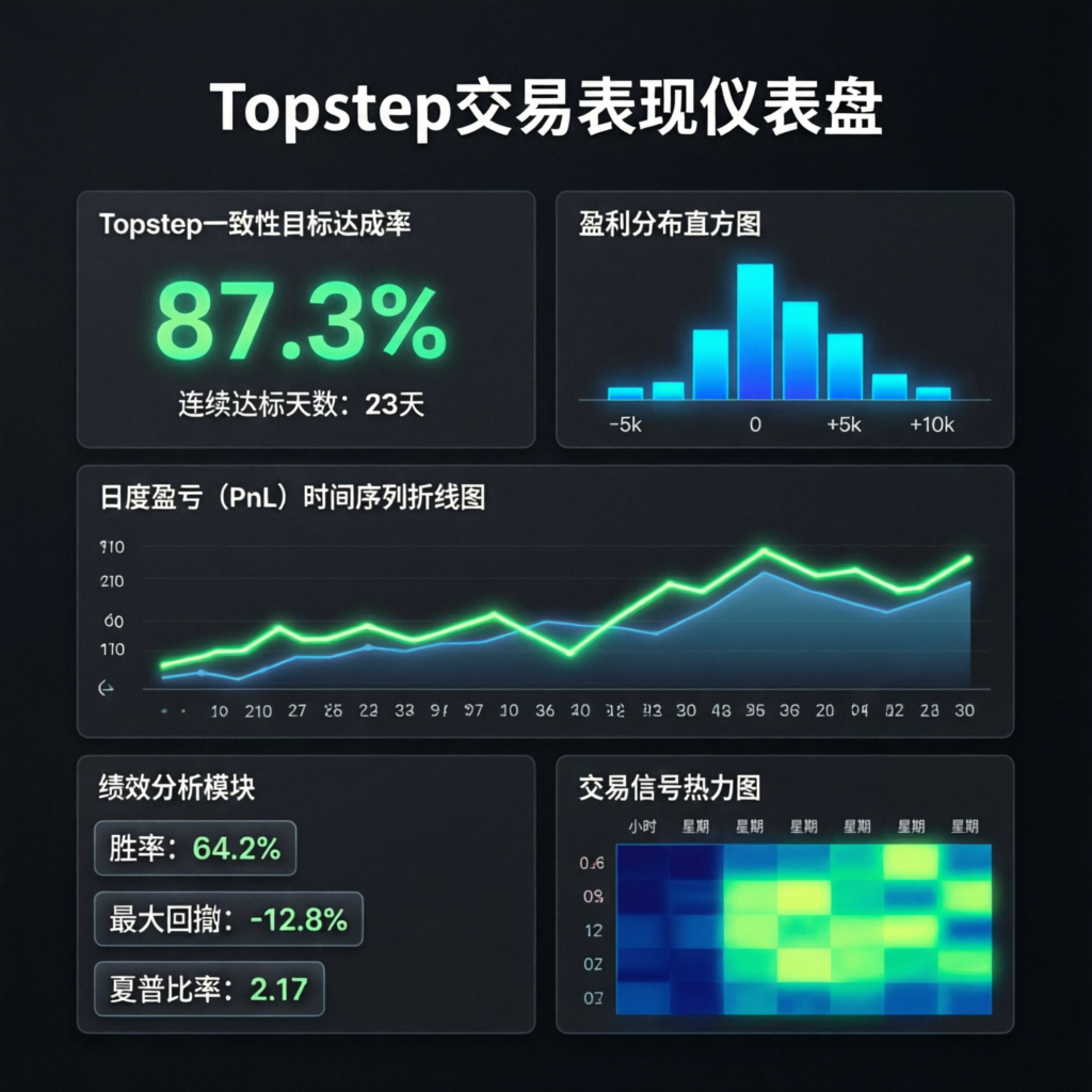 Topstep trading dashboard showing consistency target metrics