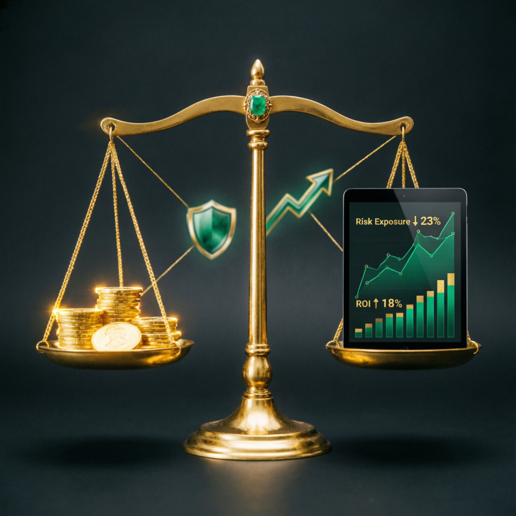 Risk management visualization with balanced scales