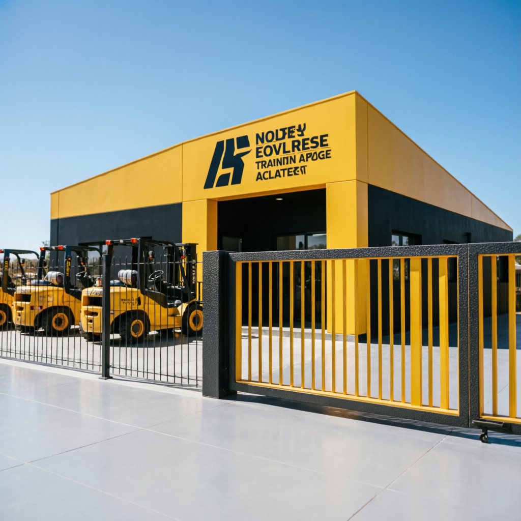 Spencer Forklift Training Academy campus building and gate