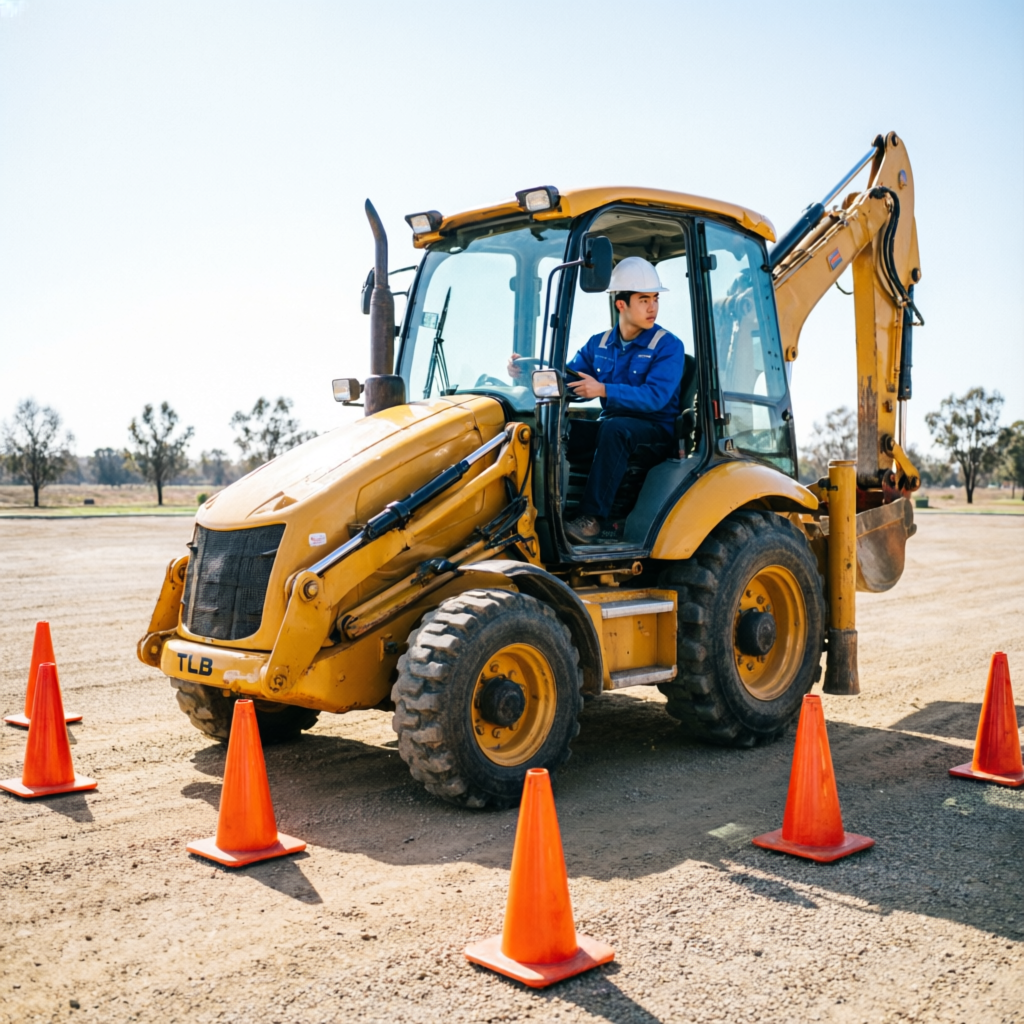 Student on a TLB manoeuvring through cones