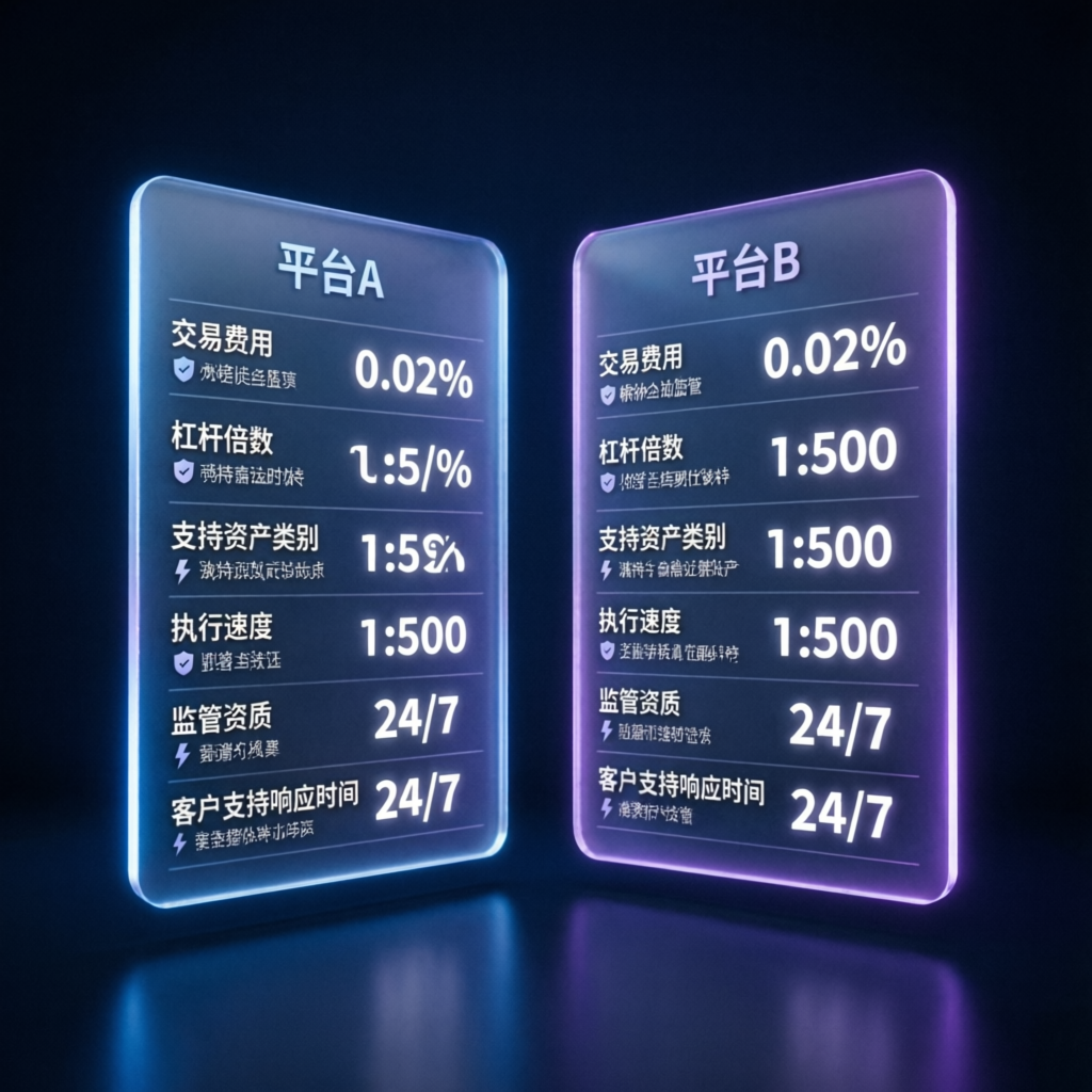 Professional comparison table visualization showing two trading platforms
