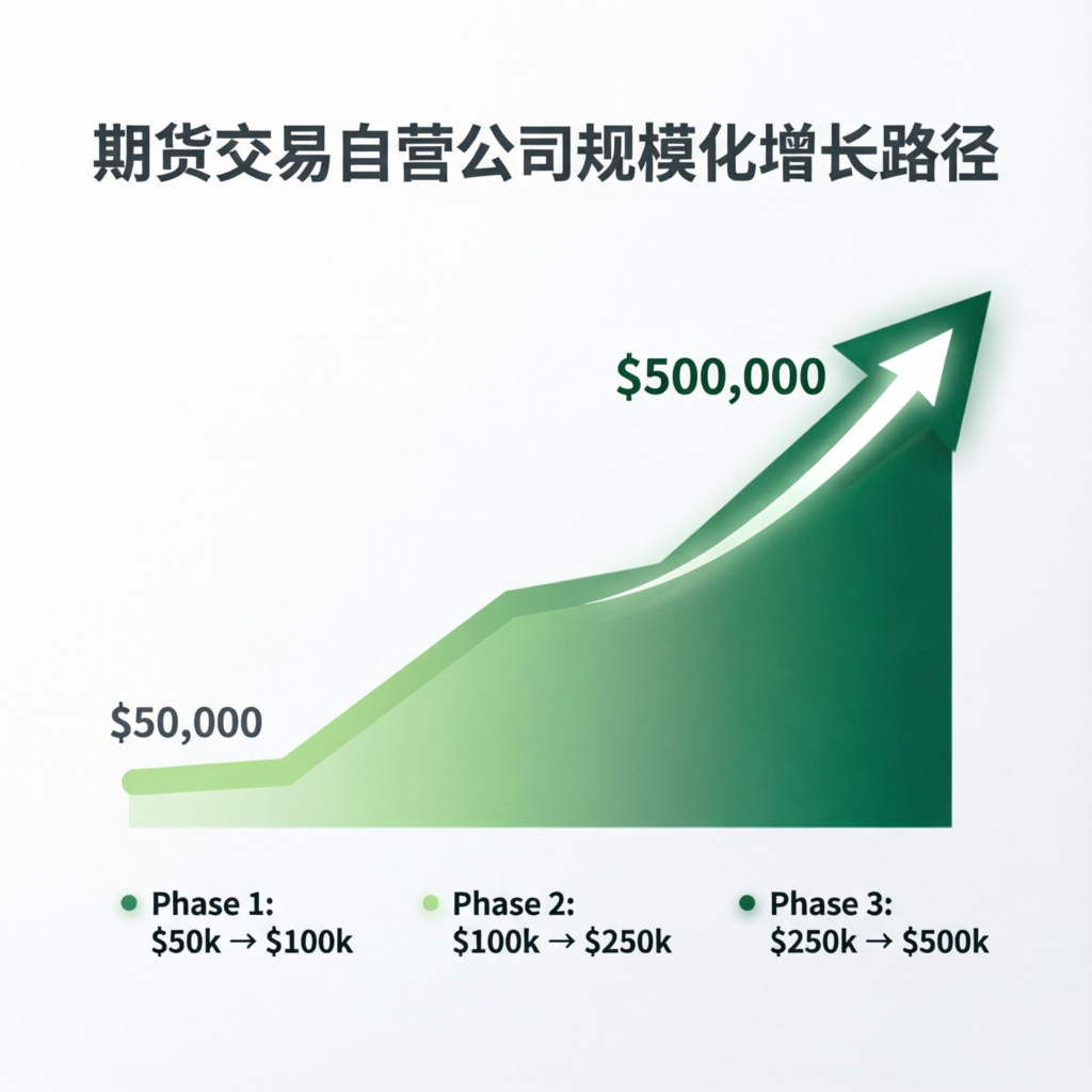 Futures prop firm scaling plan from $50K to $500K