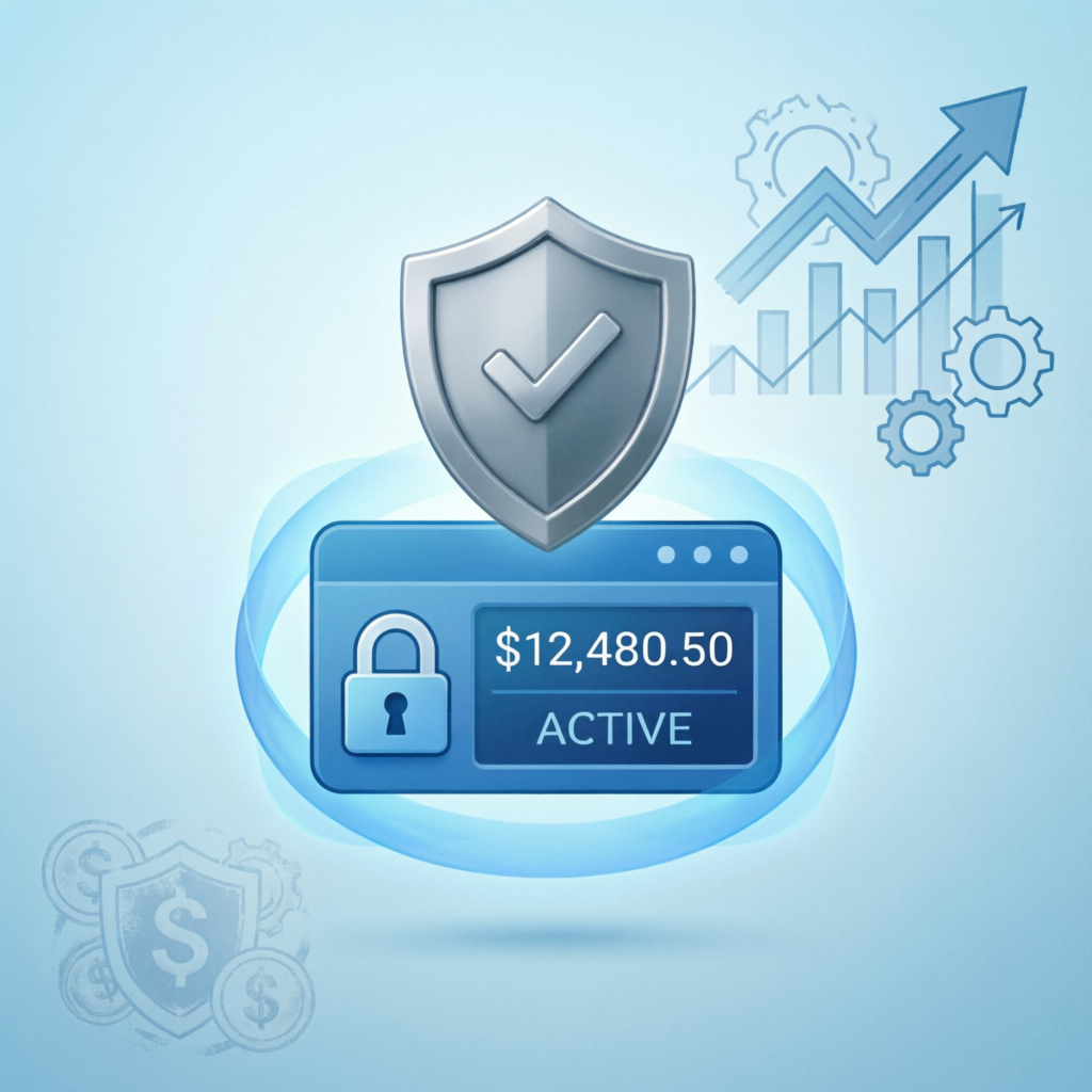 Risk management shield protecting trading account