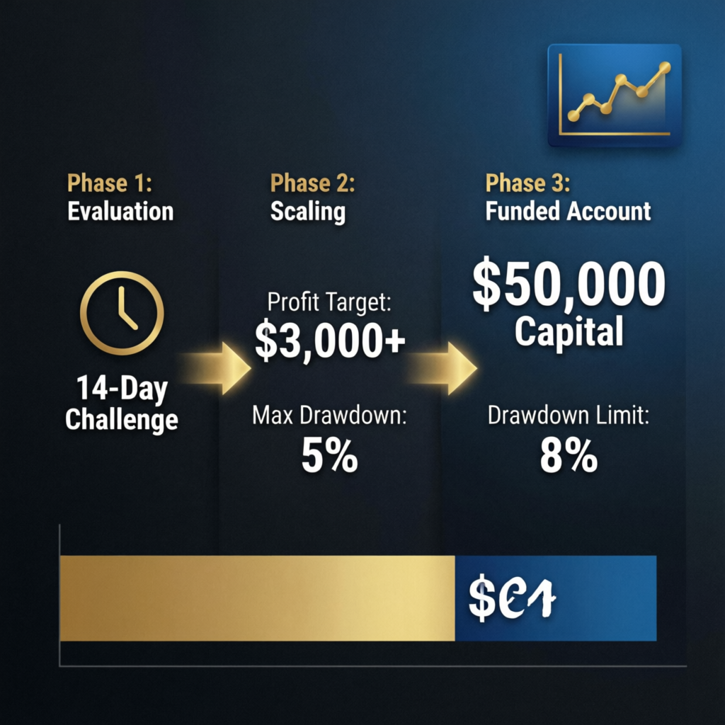 FTMO Evaluation Process Infographic