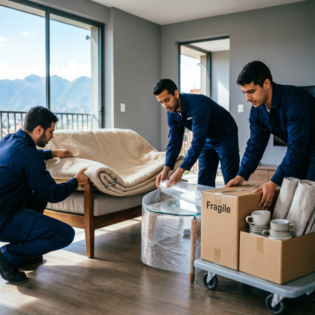 Equipo profesional realizando Embalaje para Mudanzas de muebles en Bogotá