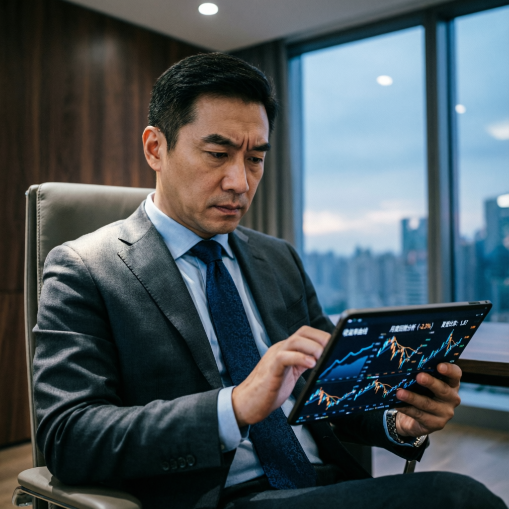 Trader reviewing account performance on tablet