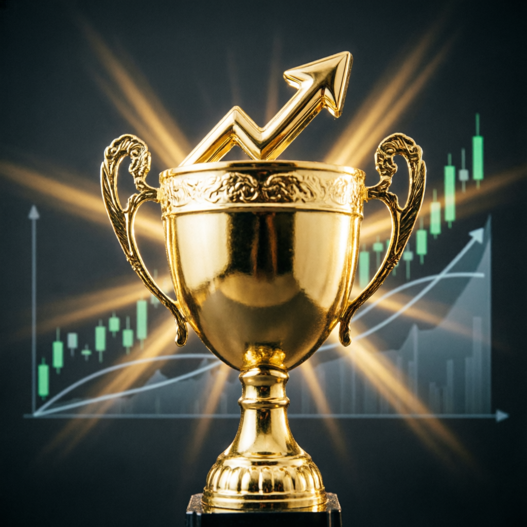 Trading success trophy representing prop firm achievement