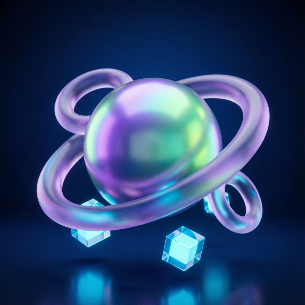Abstract 3D shapes representing digital ideas