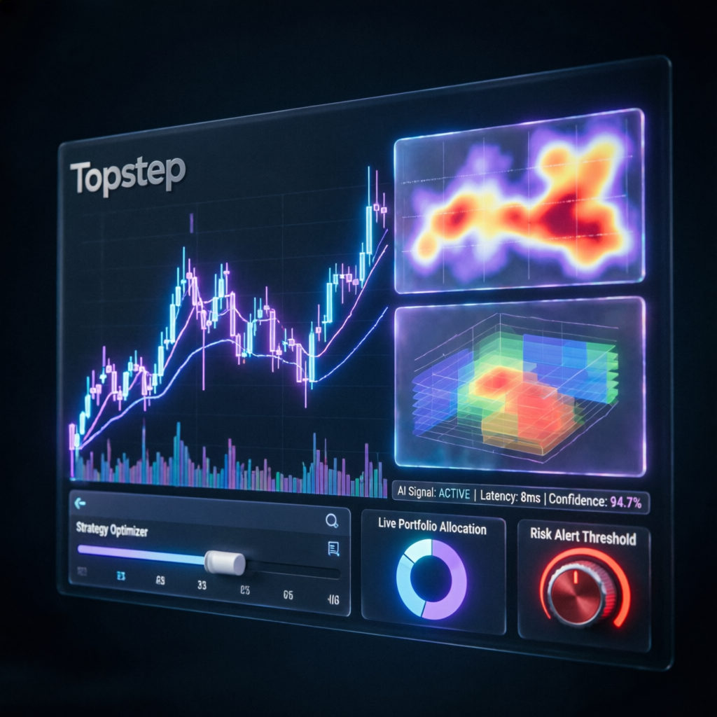 Topstep AI Trading Dashboard with Holographic Charts