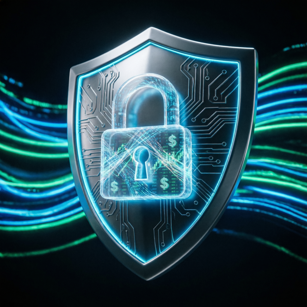 Cybersecurity Shield Protecting Trading Accounts