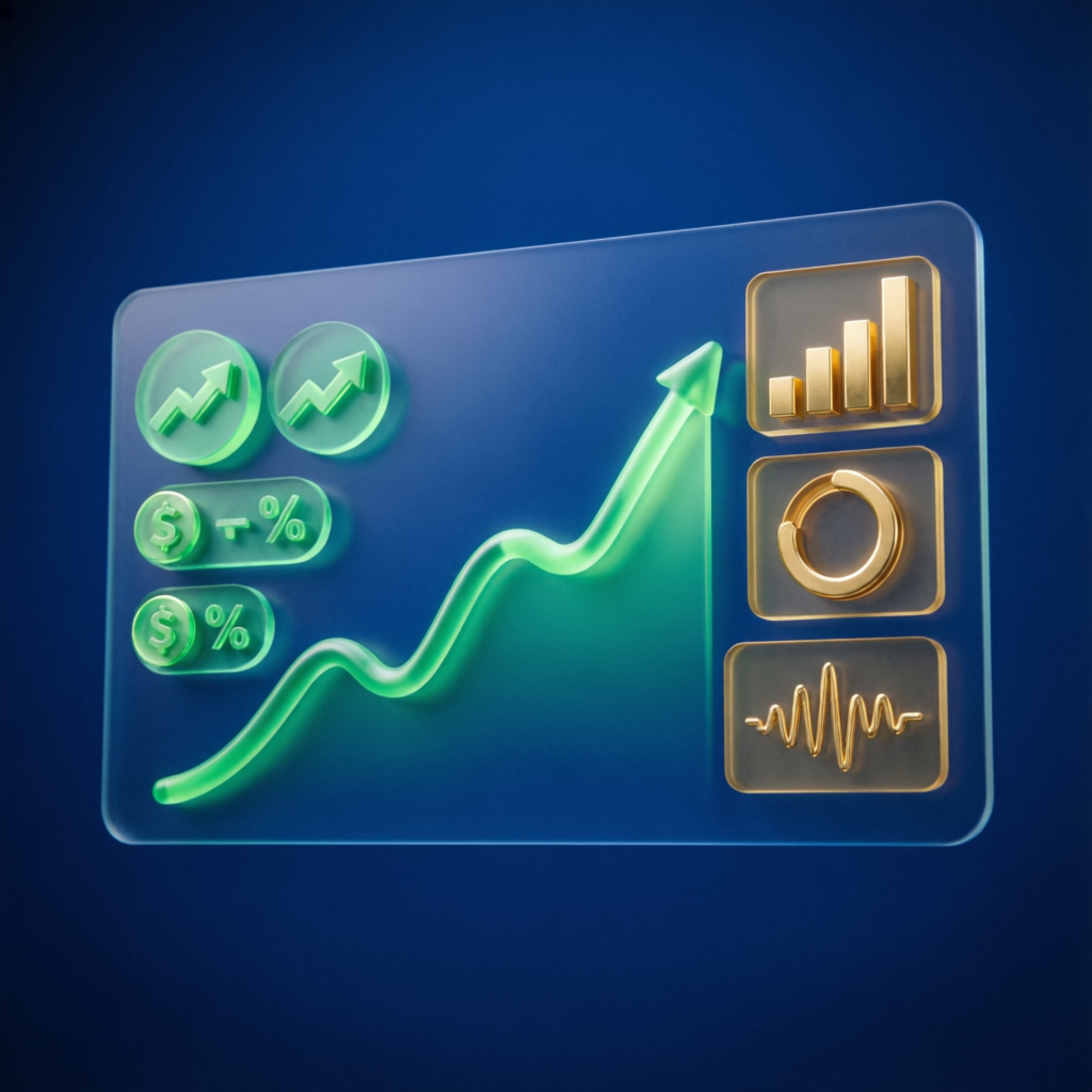 Funded account dashboard showing profit growth and financial metrics
