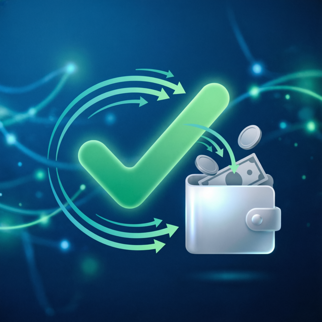 Payout withdrawal success with digital wallet receiving funds