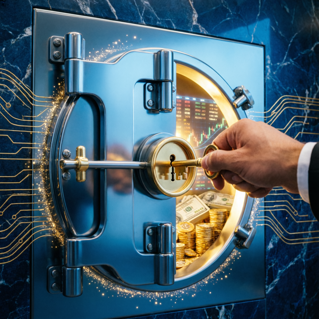 Vault opening concept for instant funding prop firm