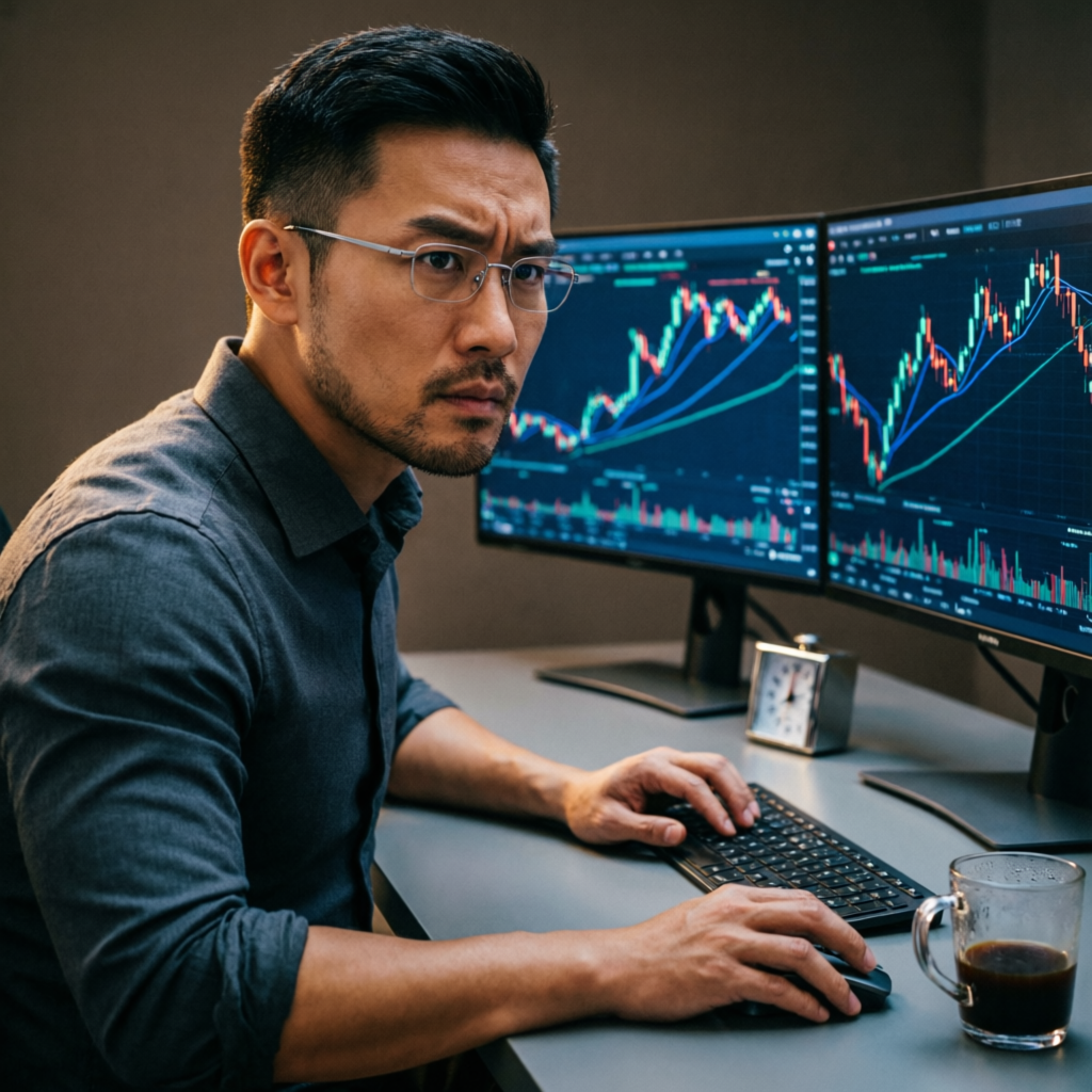 Professional Trader Analyzing Charts for Topstep Success