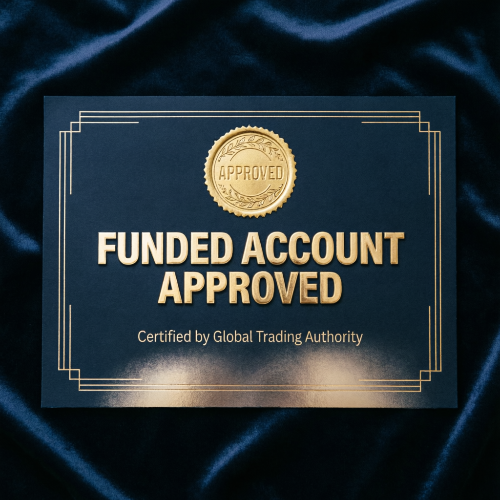 Funded Account Approved certificate with golden seal