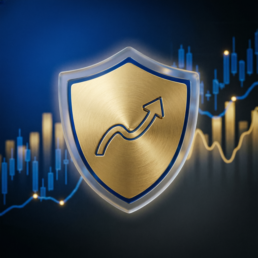 Risk management shield protecting trading capital